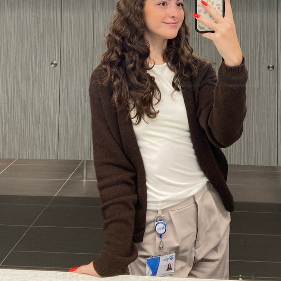 Brandy Melville wool/knit espresso brown button-up collared sweater - Picture 6 of 6